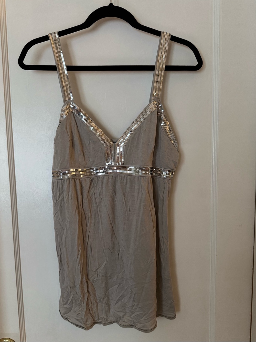 vintage Y2K Express silver sequin empire waist camisole tank top